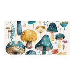 Mushroom Forest Fantasy Flower Nature Satin Wrap 35  X 70  by Uceng