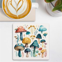 Mushroom Forest Fantasy Flower Nature Uv Print Square Tile Coaster  by Uceng