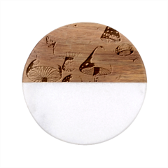 Mushroom Forest Fantasy Flower Nature Classic Marble Wood Coaster (round)  by Uceng