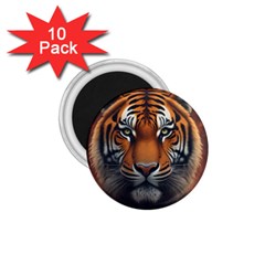 Tiger Animal Feline Predator Portrait Carnivorous 1 75  Magnets (10 Pack)  by Uceng