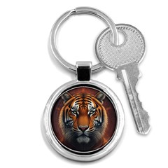 Tiger Animal Feline Predator Portrait Carnivorous Key Chain (round) by Uceng