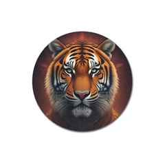 Tiger Animal Feline Predator Portrait Carnivorous Magnet 3  (round) by Uceng