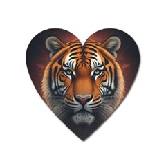 Tiger Animal Feline Predator Portrait Carnivorous Heart Magnet by Uceng