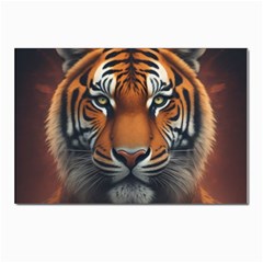 Tiger Animal Feline Predator Portrait Carnivorous Postcard 4 x 6  (pkg Of 10) by Uceng