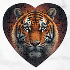 Tiger Animal Feline Predator Portrait Carnivorous Jigsaw Puzzle (heart) by Uceng