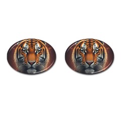 Tiger Animal Feline Predator Portrait Carnivorous Cufflinks (oval) by Uceng