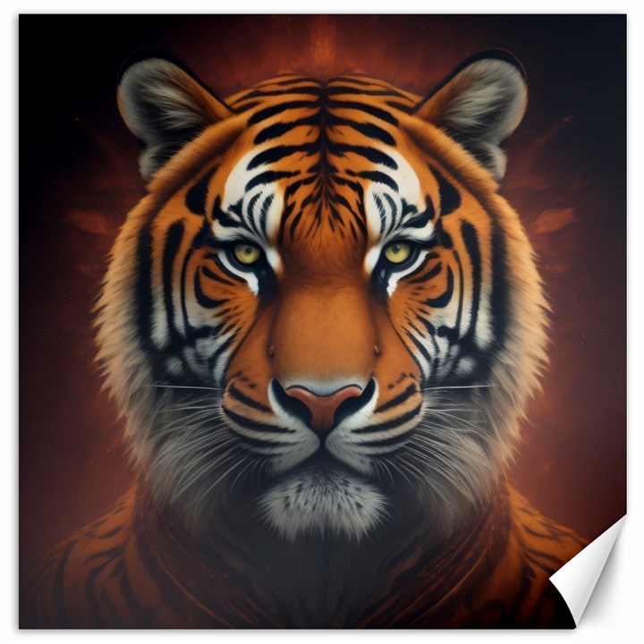 Tiger Animal Feline Predator Portrait Carnivorous Canvas 12  x 12 