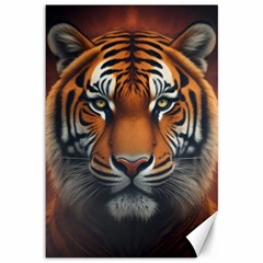 Tiger Animal Feline Predator Portrait Carnivorous Canvas 12  X 18  by Uceng