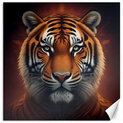 Tiger Animal Feline Predator Portrait Carnivorous Canvas 16  X 16  by Uceng