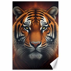 Tiger Animal Feline Predator Portrait Carnivorous Canvas 24  X 36  by Uceng