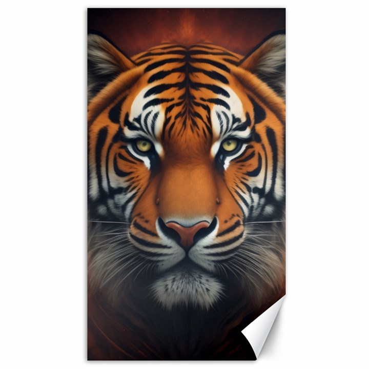 Tiger Animal Feline Predator Portrait Carnivorous Canvas 40  x 72 