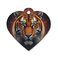 Tiger Animal Feline Predator Portrait Carnivorous Dog Tag Heart (one Side) by Uceng