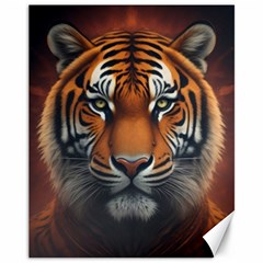 Tiger Animal Feline Predator Portrait Carnivorous Canvas 11  X 14  by Uceng