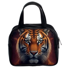 Tiger Animal Feline Predator Portrait Carnivorous Classic Handbag (two Sides) by Uceng