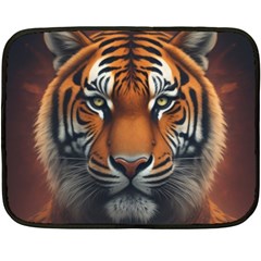 Tiger Animal Feline Predator Portrait Carnivorous Fleece Blanket (mini) by Uceng