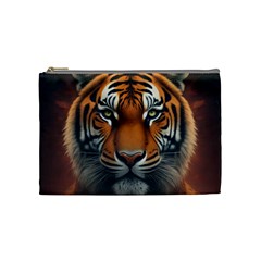 Tiger Animal Feline Predator Portrait Carnivorous Cosmetic Bag (medium) by Uceng