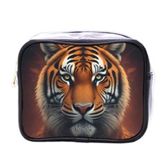 Tiger Animal Feline Predator Portrait Carnivorous Mini Toiletries Bag (one Side) by Uceng