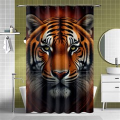 Tiger Animal Feline Predator Portrait Carnivorous Shower Curtain 48  X 72  (small)  by Uceng