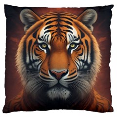 Tiger Animal Feline Predator Portrait Carnivorous Large Cushion Case (two Sides) by Uceng