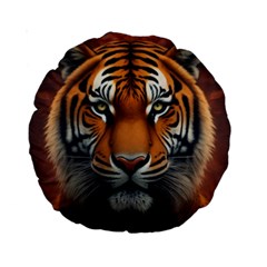 Tiger Animal Feline Predator Portrait Carnivorous Standard 15  Premium Round Cushions by Uceng