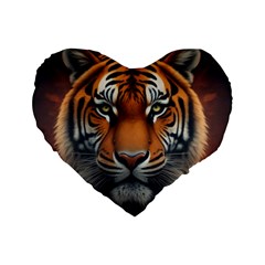 Tiger Animal Feline Predator Portrait Carnivorous Standard 16  Premium Heart Shape Cushions by Uceng