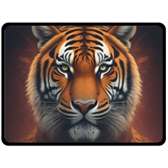 Tiger Animal Feline Predator Portrait Carnivorous Two Sides Fleece Blanket (large) by Uceng