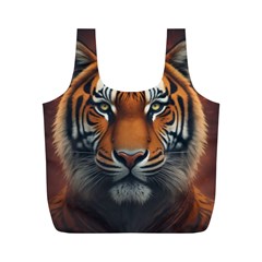 Tiger Animal Feline Predator Portrait Carnivorous Full Print Recycle Bag (m) by Uceng