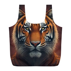 Tiger Animal Feline Predator Portrait Carnivorous Full Print Recycle Bag (l) by Uceng