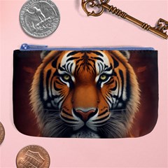 Tiger Animal Feline Predator Portrait Carnivorous Large Coin Purse by Uceng