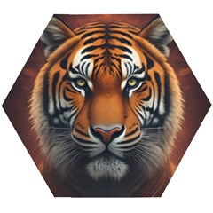 Tiger Animal Feline Predator Portrait Carnivorous Wooden Puzzle Hexagon by Uceng