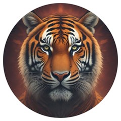 Tiger Animal Feline Predator Portrait Carnivorous Round Trivet by Uceng