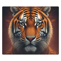 Tiger Animal Feline Predator Portrait Carnivorous Premium Plush Fleece Blanket (small) by Uceng