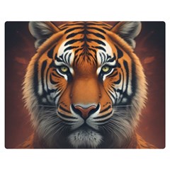 Tiger Animal Feline Predator Portrait Carnivorous Premium Plush Fleece Blanket (medium) by Uceng