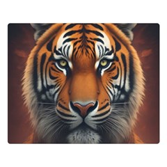 Tiger Animal Feline Predator Portrait Carnivorous Premium Plush Fleece Blanket (large) by Uceng