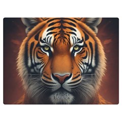 Tiger Animal Feline Predator Portrait Carnivorous Two Sides Premium Plush Fleece Blanket (extra Small) by Uceng