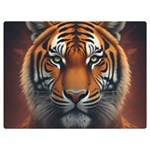 Tiger Animal Feline Predator Portrait Carnivorous Two Sides Premium Plush Fleece Blanket (Extra Small) 40 x30  Blanket Back