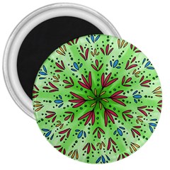 Flower Mandala Art Drawing Spring Background 3  Magnets by Uceng