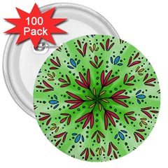 Flower Mandala Art Drawing Spring Background 3  Buttons (100 Pack) 