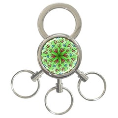 Flower Mandala Art Drawing Spring Background 3-ring Key Chain by Uceng