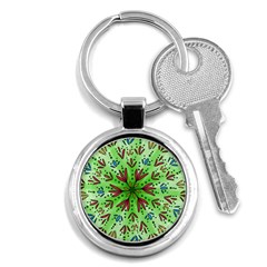 Flower Mandala Art Drawing Spring Background Key Chain (round) by Uceng