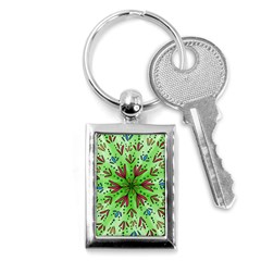 Flower Mandala Art Drawing Spring Background Key Chain (rectangle) by Uceng