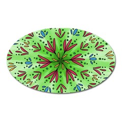 Flower Mandala Art Drawing Spring Background Oval Magnet by Uceng