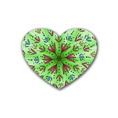 Flower Mandala Art Drawing Spring Background Rubber Heart Coaster (4 Pack) by Uceng