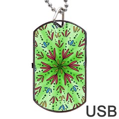 Flower Mandala Art Drawing Spring Background Dog Tag Usb Flash (two Sides) by Uceng