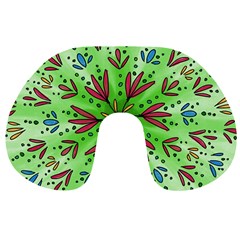 Flower Mandala Art Drawing Spring Background Travel Neck Pillow by Uceng