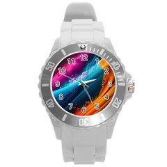 Abstract Art Artwork Round Plastic Sport Watch (L)