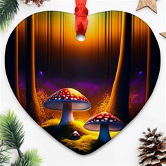 Ai Generated Mushrooms Wallpaper Ornament (heart)