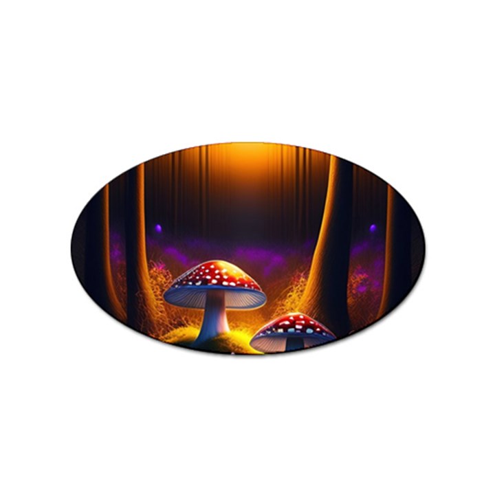 Ai Generated Mushrooms Wallpaper Sticker (Oval)