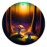 Ai Generated Mushrooms Wallpaper Magnet 5  (Round) Front