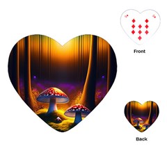 Ai Generated Mushrooms Wallpaper Playing Cards Single Design (heart)